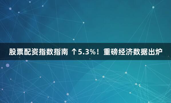 股票配资指数指南 ↑5.3%！重磅经济数据出炉