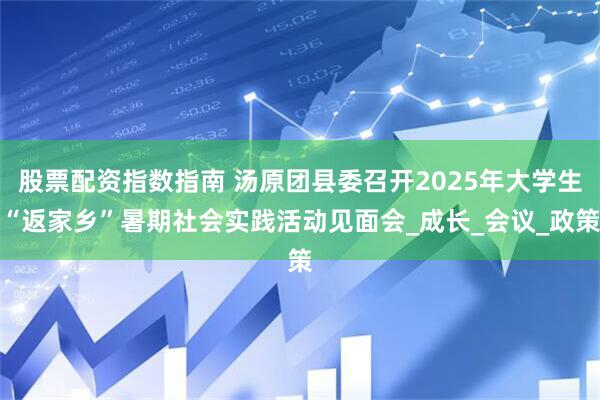 股票配资指数指南 汤原团县委召开2025年大学生“返家乡”暑期社会实践活动见面会_成长_会议_政策